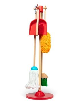 Open box - Melissa and Doug Dust! Sweep! Mop! Cleaning Play Set